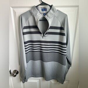Gray Striped Quarter-Zip Pullover
